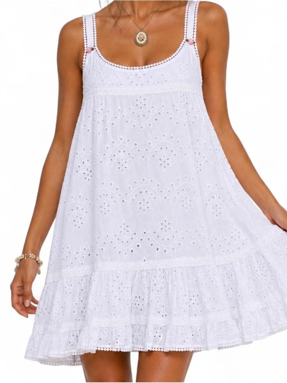 Sugar Thrillz x Dolls Kill White Eyelet Babydoll Dress
